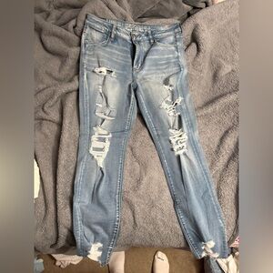 Distressed Blue Jeans